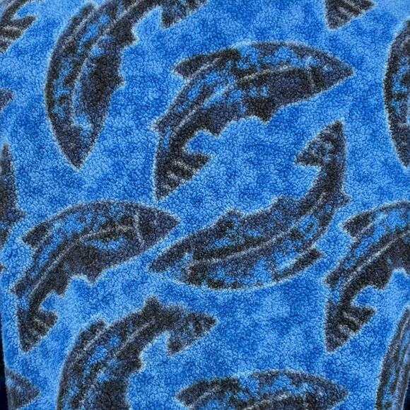 Patagonia Synchilla Leaping Oasis Blue Fish River Trout Fleece Pullover Size XS - Picture 4 of 9